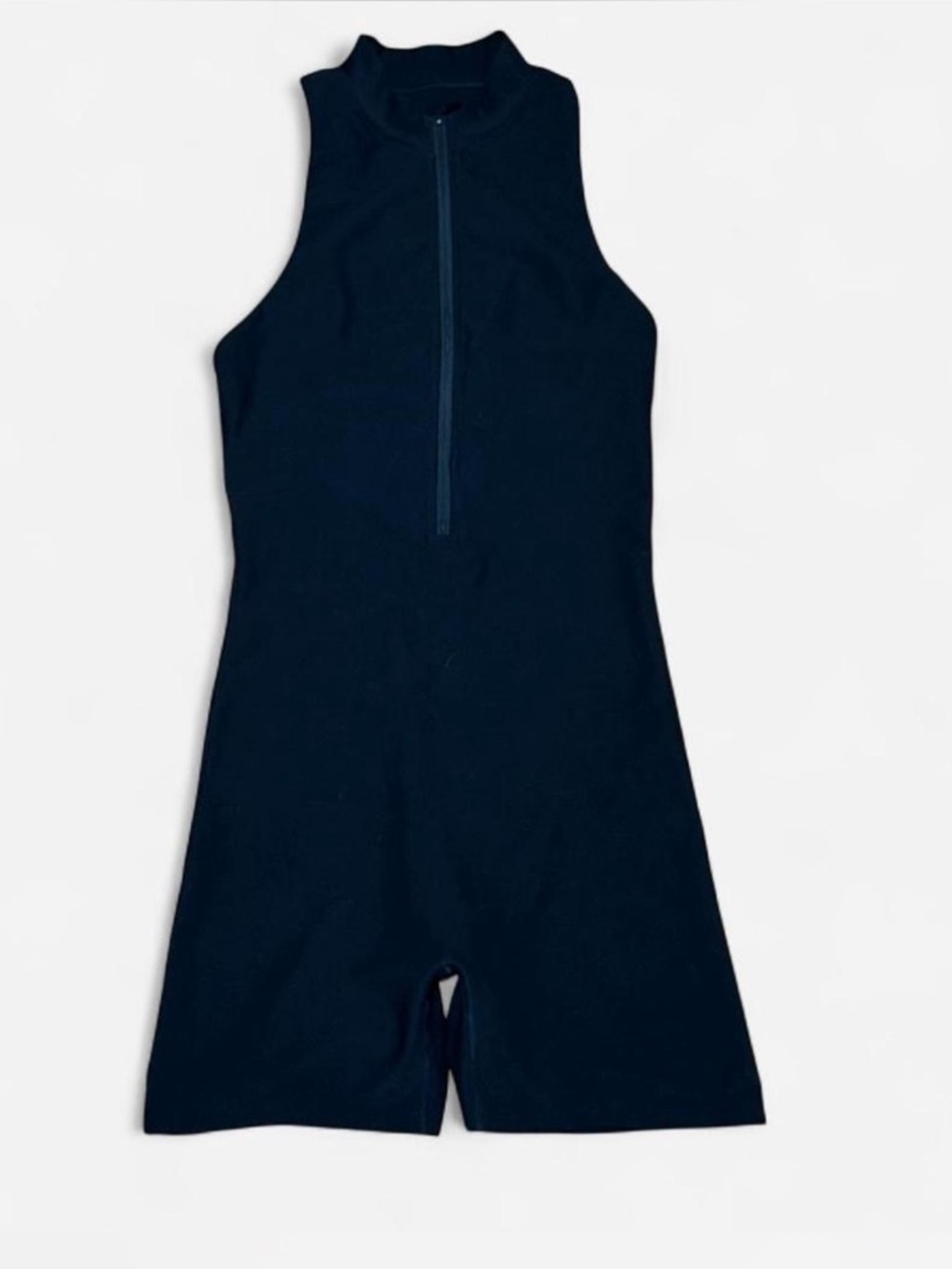 White Fox Boutique Black Mock Neck Sleeveless Zip Romper
